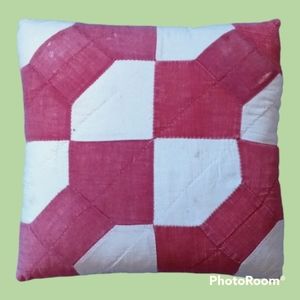 Handmade small square pillow vintage quilt